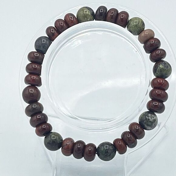 Crystal beaded stretch bracelet ONE NEW red jasper dragon bloodstone reiki medit - Picture 6 of 6